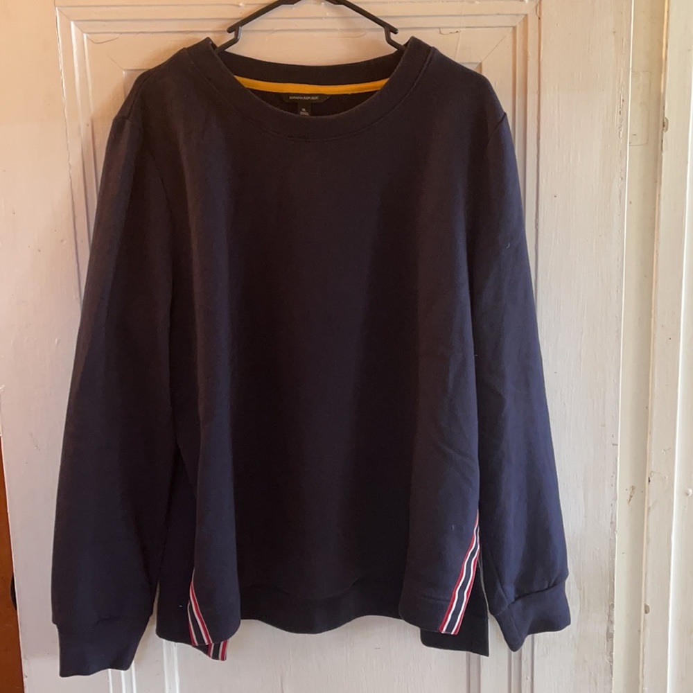 Banana Republic navy sweatshirt w/ red side stripe